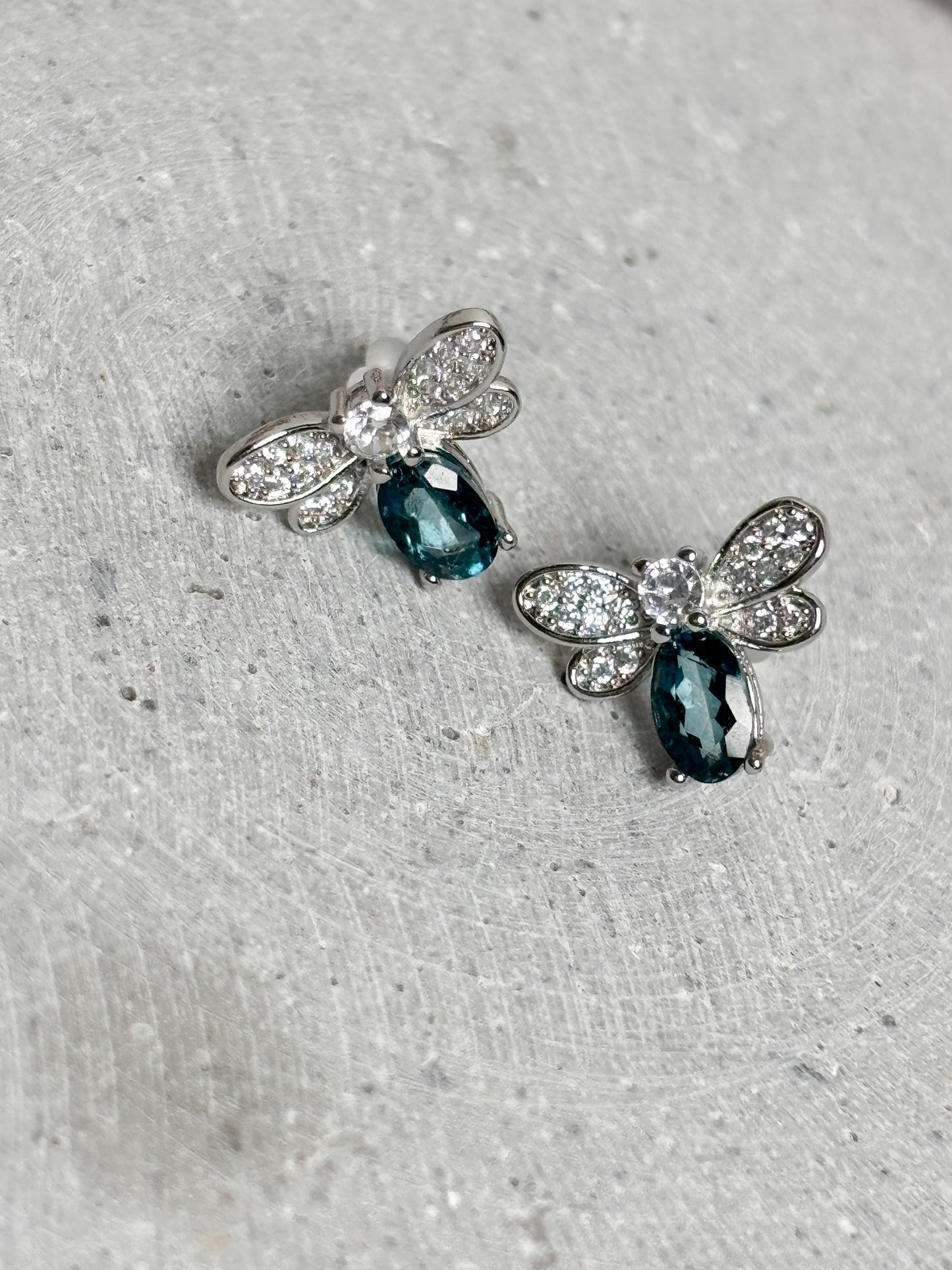 925 Silber Libellen Ohrringe mit London Blue Topas  Ohrstecker Damen Edelsteinschmuck Geschenk