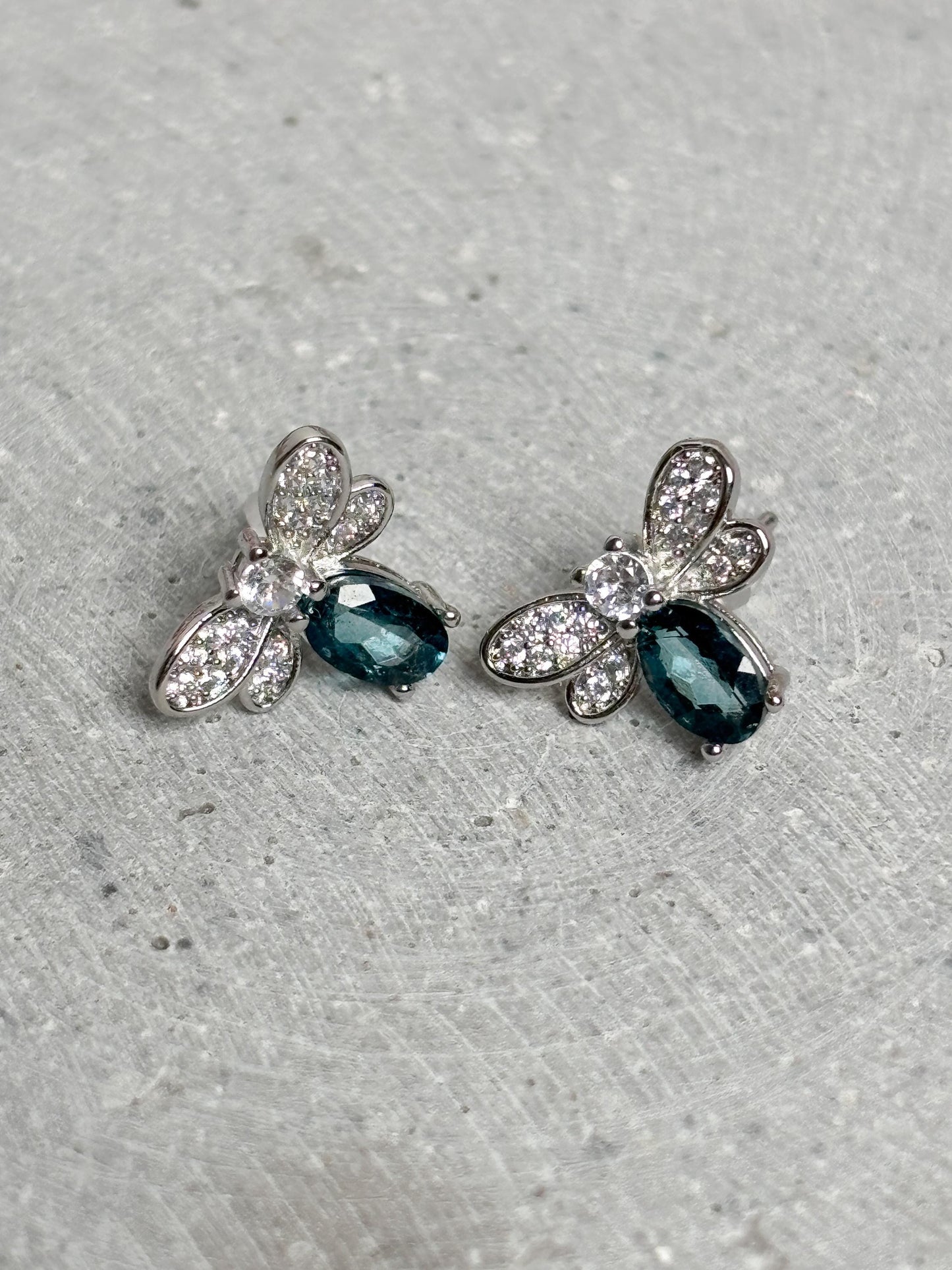 925 Silber Libellen Ohrringe mit London Blue Topas  Ohrstecker Damen Edelsteinschmuck Geschenk