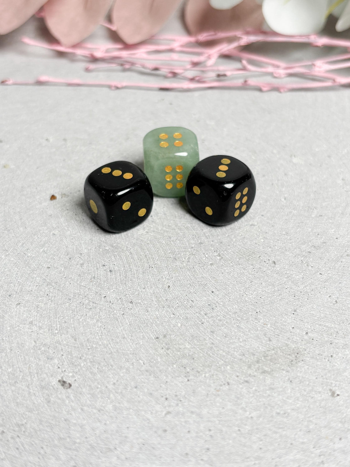Kristall Spielwürfel 1,5 cm Aventurin oder Obsidian Edelstein Würfel Glückswürfel Deko