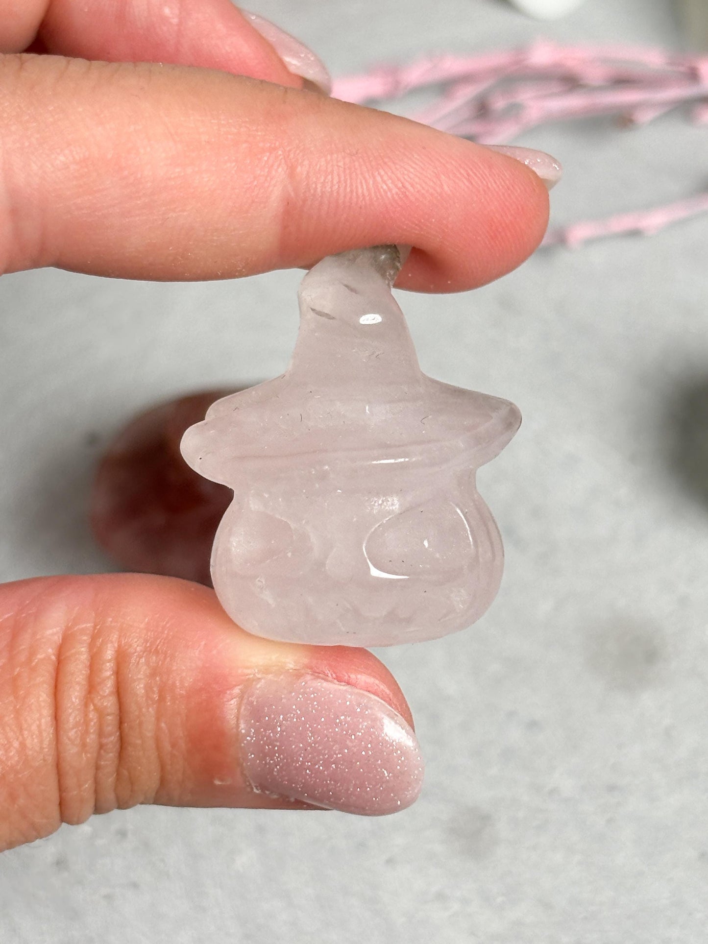 Halloween Kürbis aus Fluorit Rosenquarz oder Erdbeerquarz 3,3 cm Edelstein Deko Figur