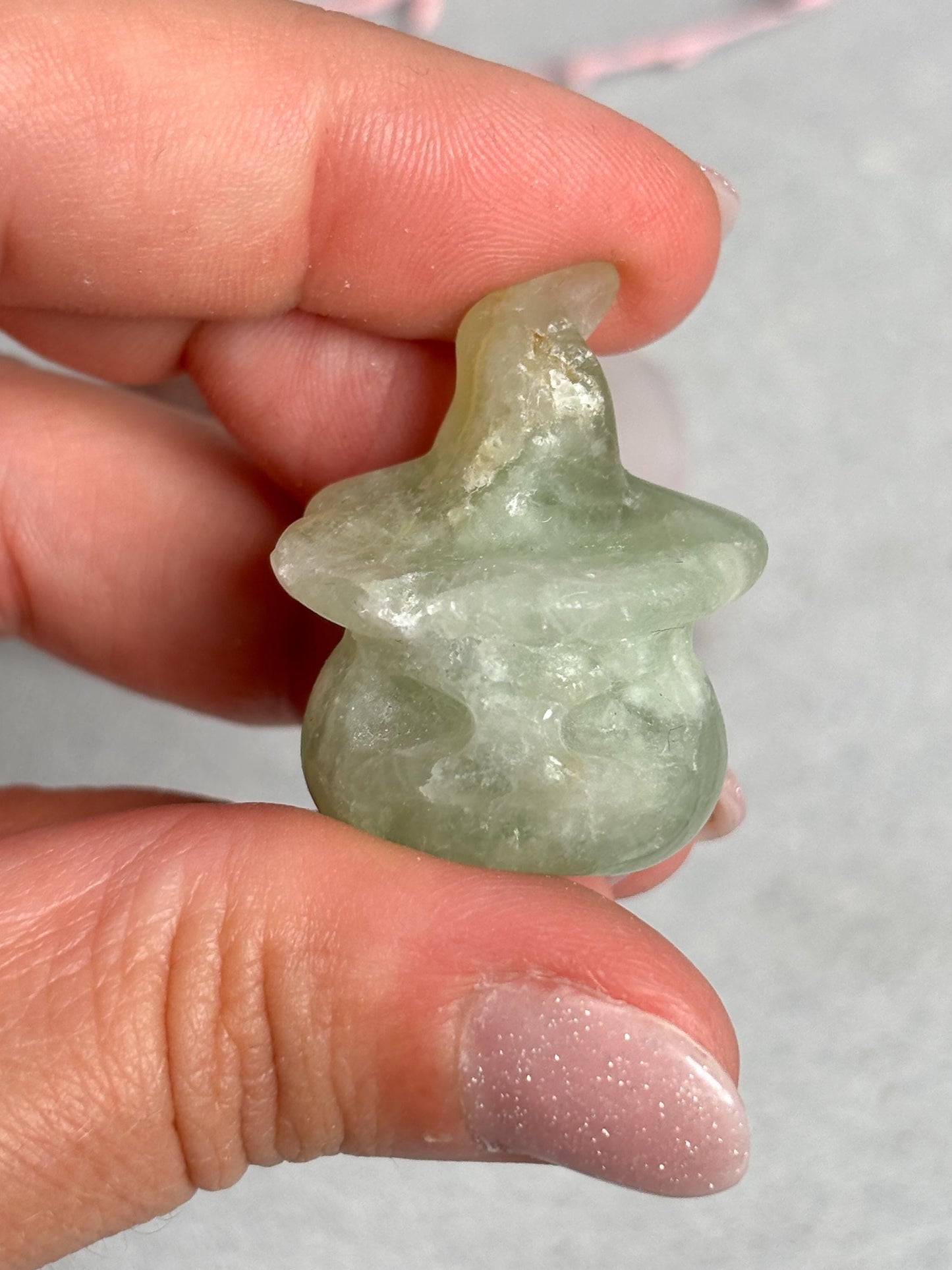 Halloween Kürbis aus Fluorit Rosenquarz oder Erdbeerquarz 3,3 cm Edelstein Deko Figur