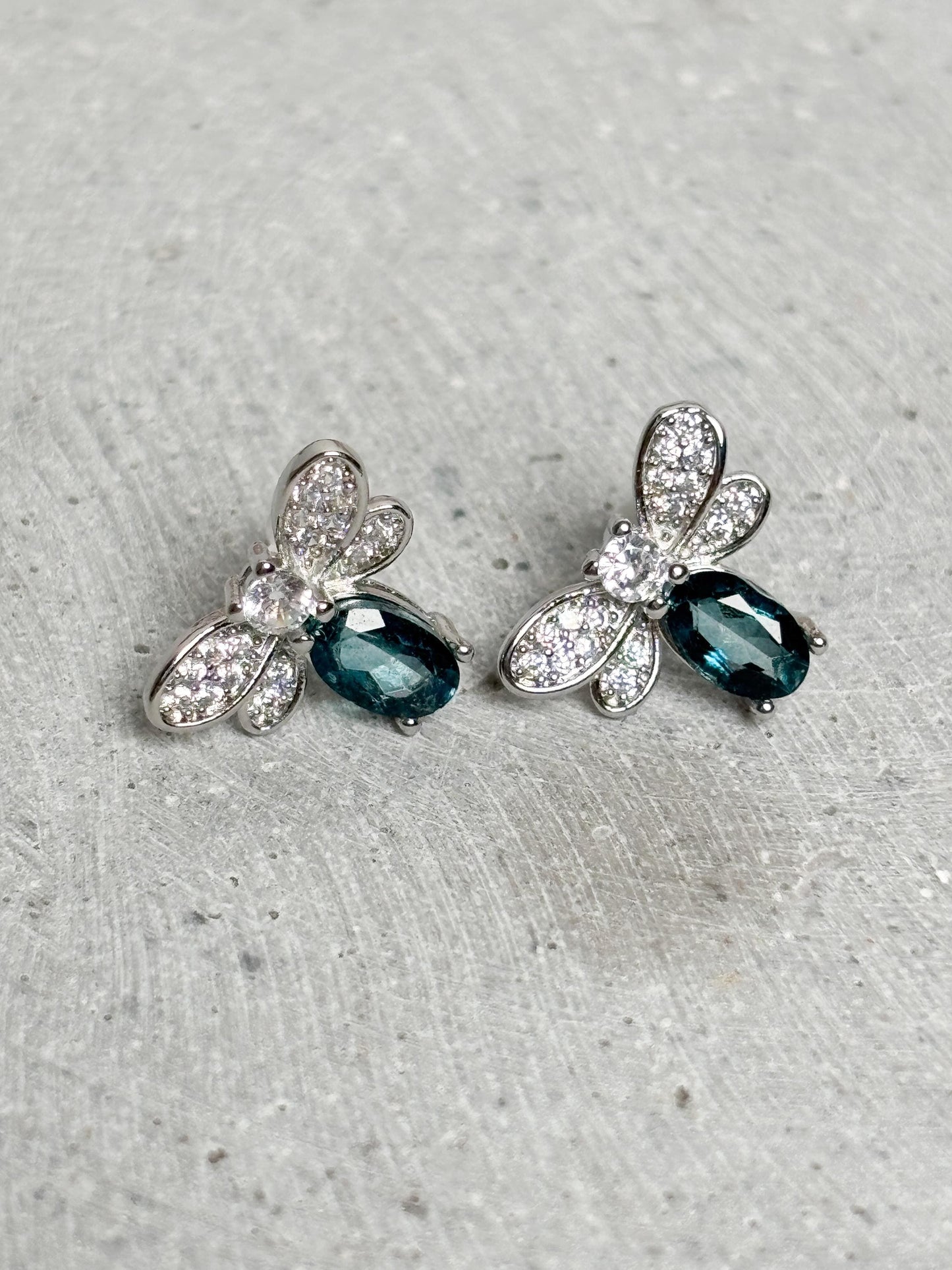 925 Silber Libellen Ohrringe mit London Blue Topas  Ohrstecker Damen Edelsteinschmuck Geschenk