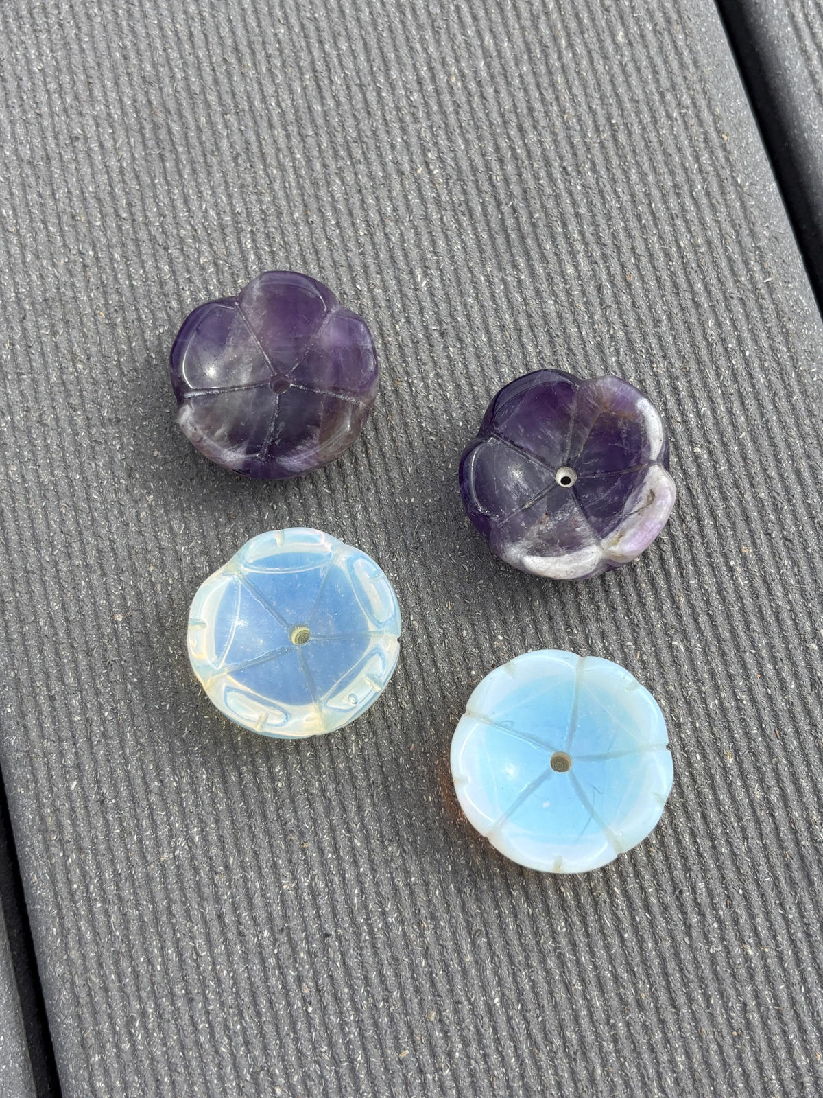 Lotus Räucherstäbchenhalter Amethyst oder Opalit ca. 3,1 cm Kristall Lotusblume Räucherhalter Edelstein Deko
