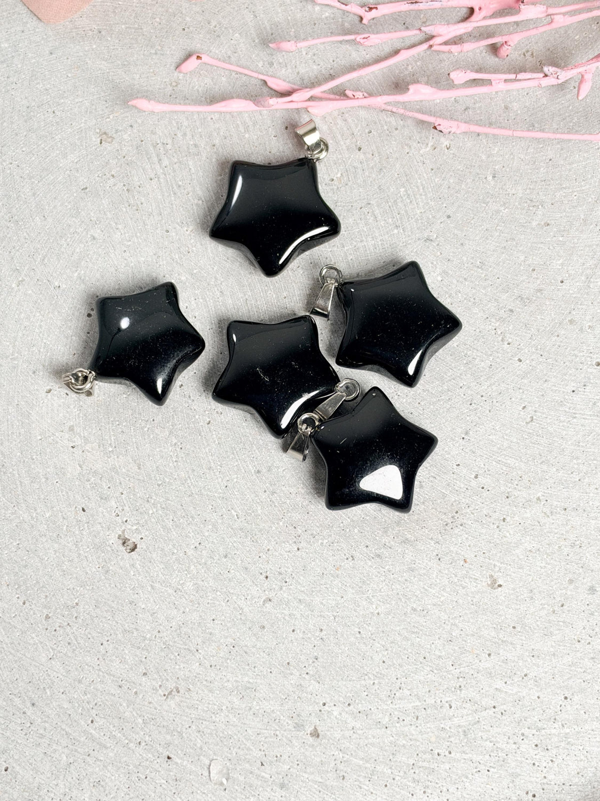 Obsidian Stern Anhänger ca. 2 cm schwarzer Edelstein Kettenanhänger Kristall Stern Schutzstein Schmuck Geschenk