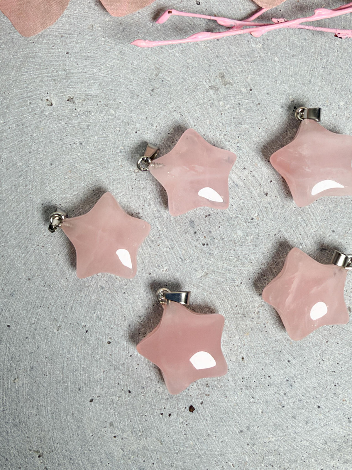 Rosenquarz Stern Anhänger ca. 2 cm Edelstein Kettenanhänger rosa Kristall Stern Schmuck Geschenk für Frauen