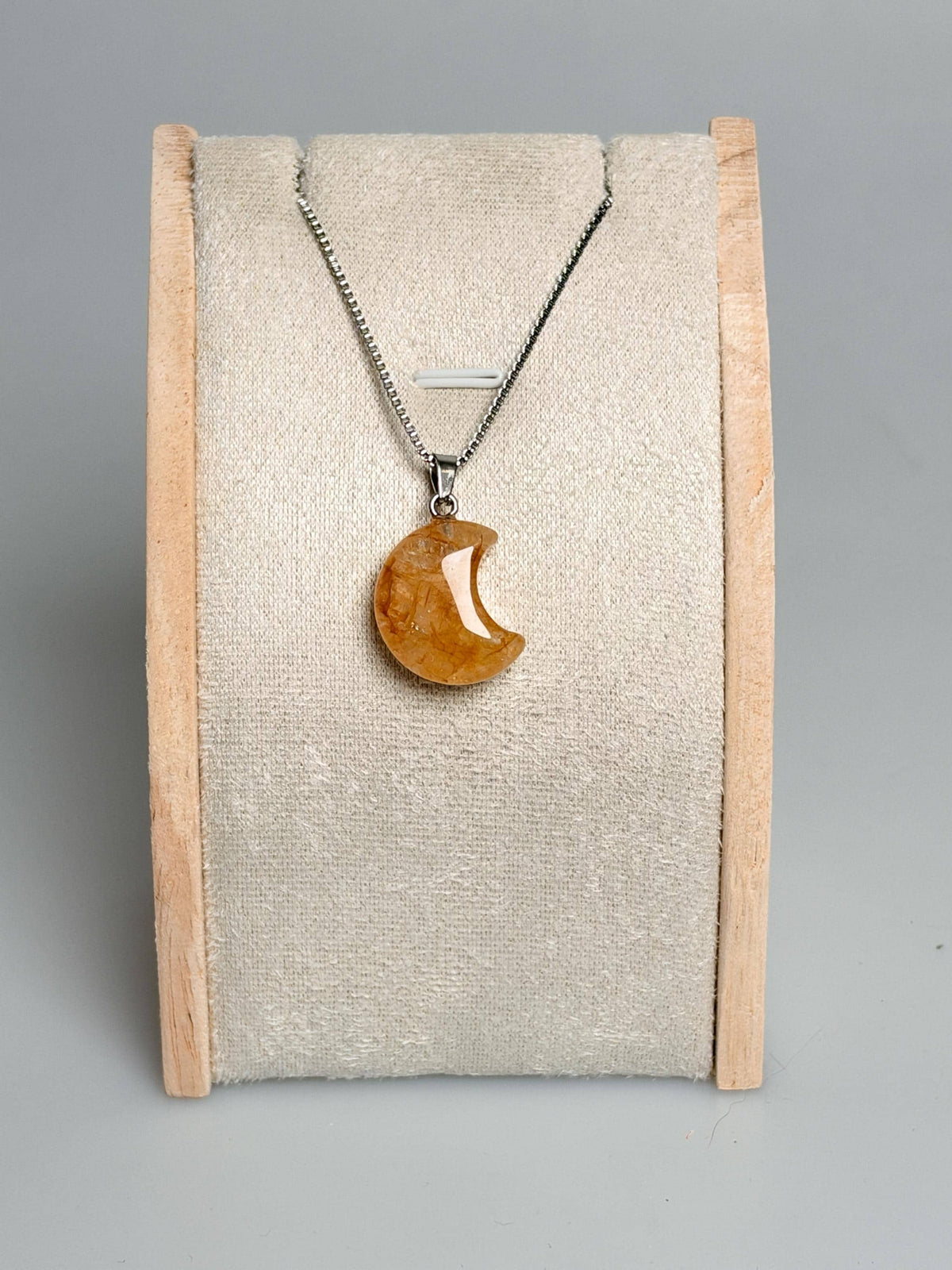 Golden Healer Mond Anhänger ca. 2 cm Edelstein Kettenanhänger Kristall Mond goldgelber Quarz Schmuck Geschenk