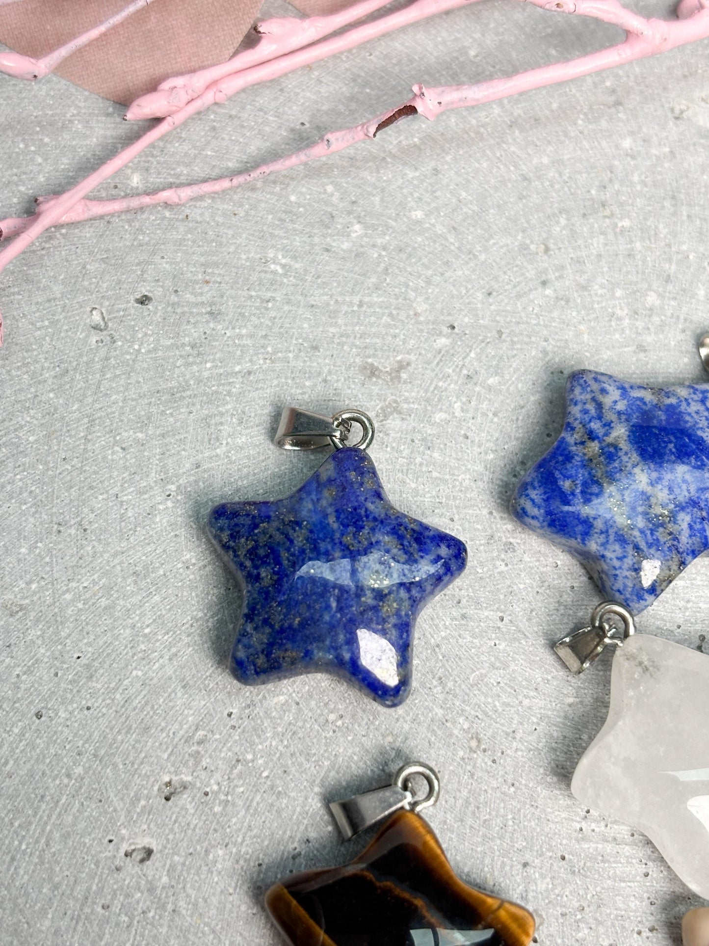 Kristall Anhänger Stern Mond Edelstein Naturstein