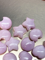 Kunzit Mini Figur Stern Herz Mond Naturstein rosa