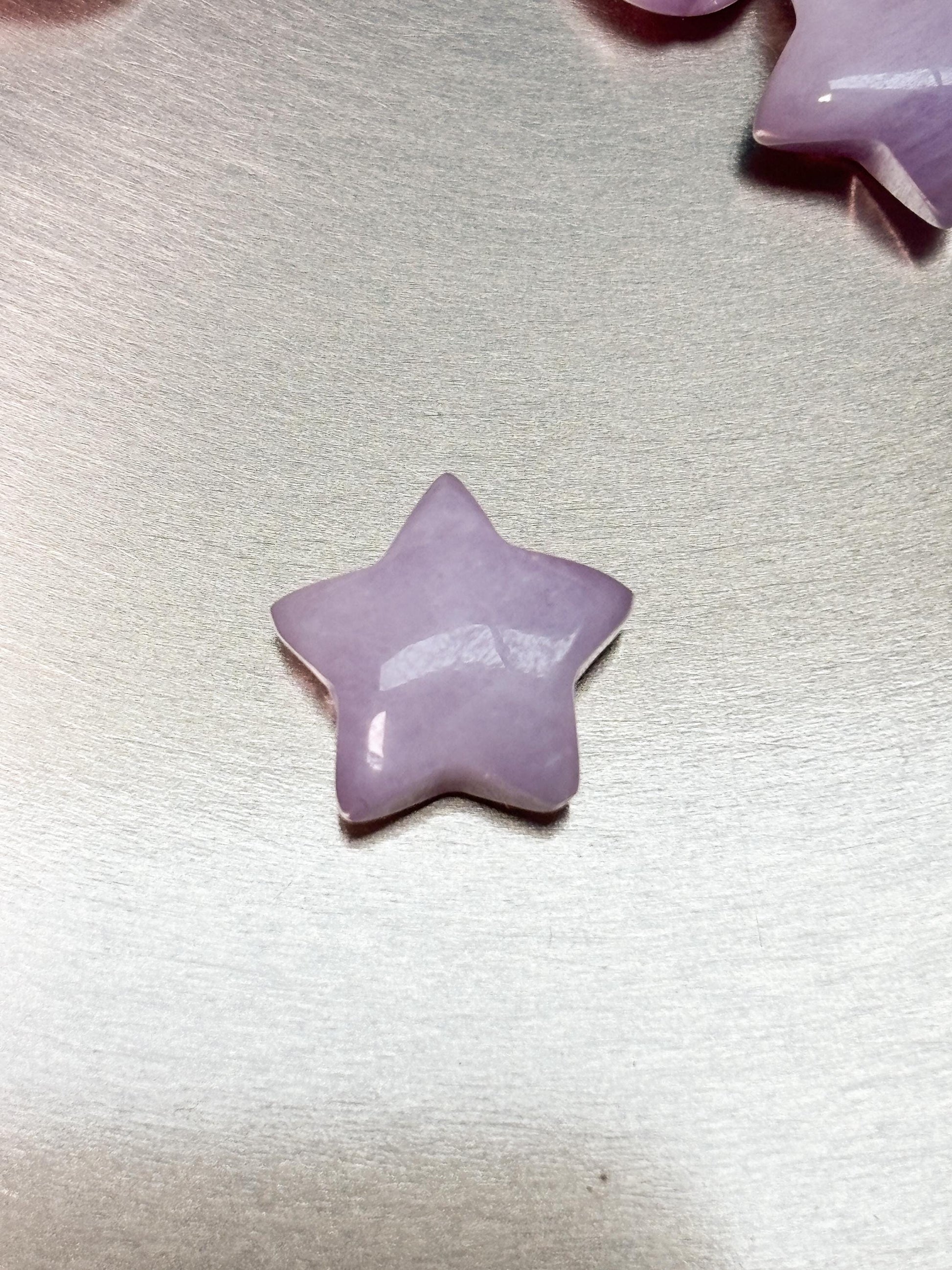 Kunzit Mini Figur Stern Herz Mond Naturstein rosa