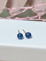 Kyanit Perlen Ohrstecker 5 mm 925 Silber Edelstein blau
