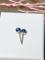 Kyanit Perlen Ohrstecker 5 mm 925 Silber Edelstein blau