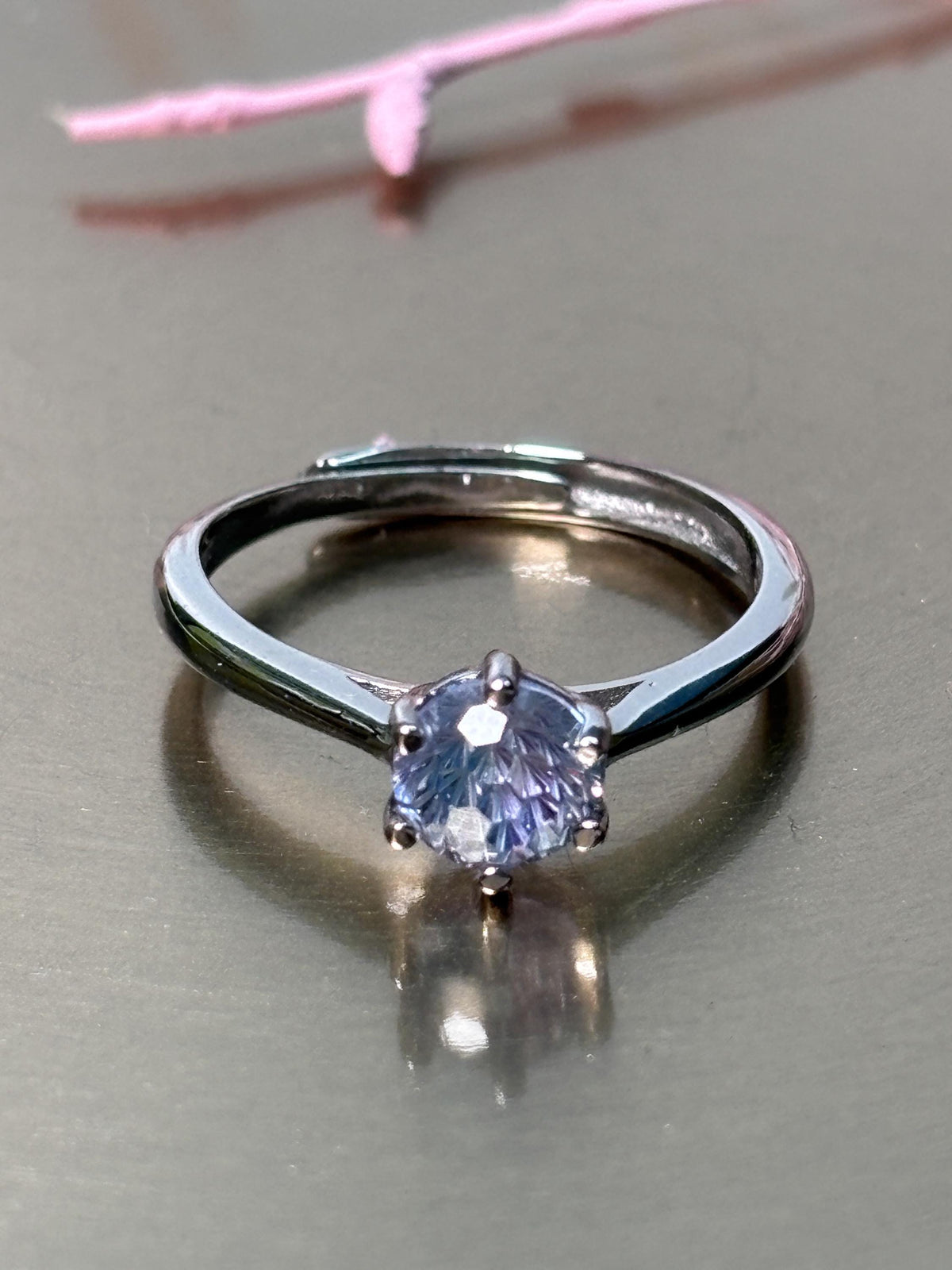Moissanit Ring 925 Silber Solitär Brillantschliff verstellbar