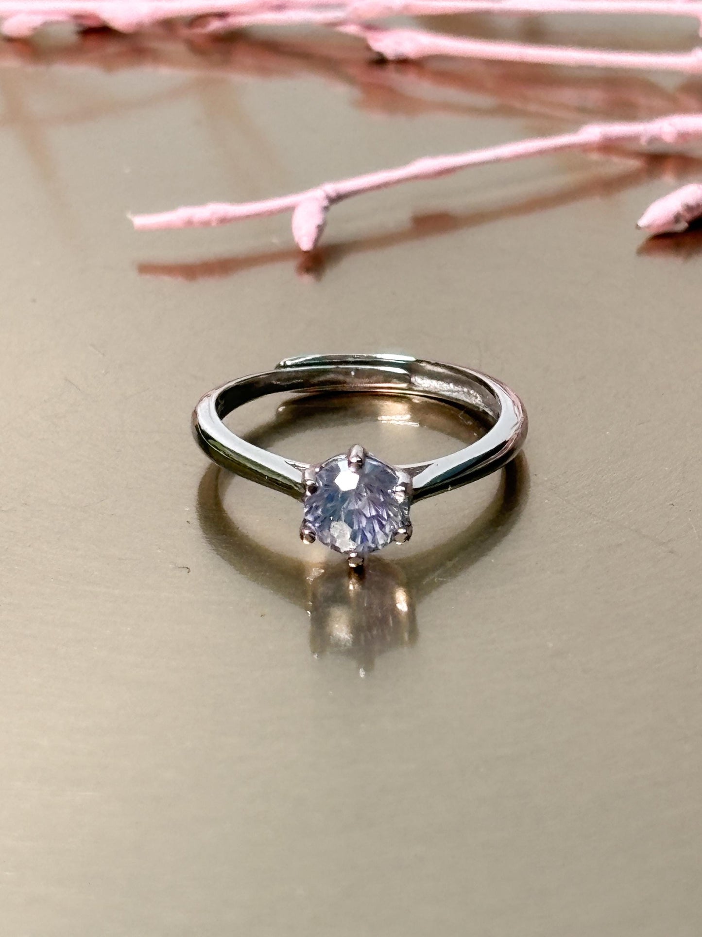 Moissanit Ring 925 Silber Solitär Brillantschliff verstellbar