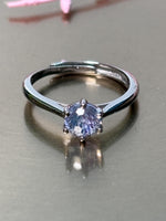 Moissanit Ring 925 Silber Solitär Brillantschliff verstellbar