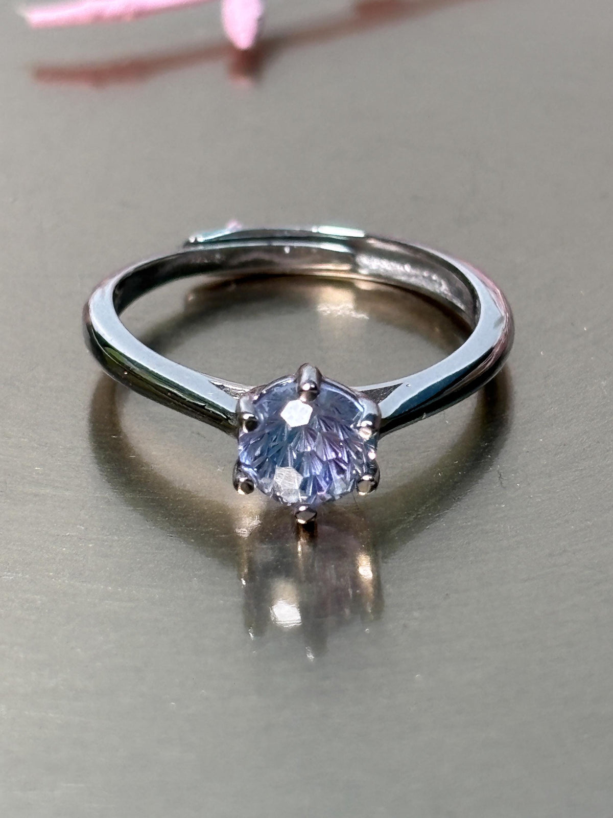 Moissanit Ring 925 Silber Solitär Brillantschliff verstellbar