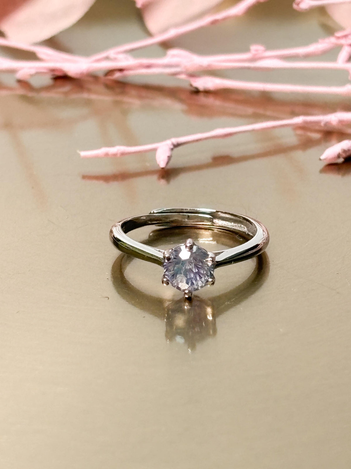 Moissanit Ring 925 Silber Solitär Brillantschliff verstellbar