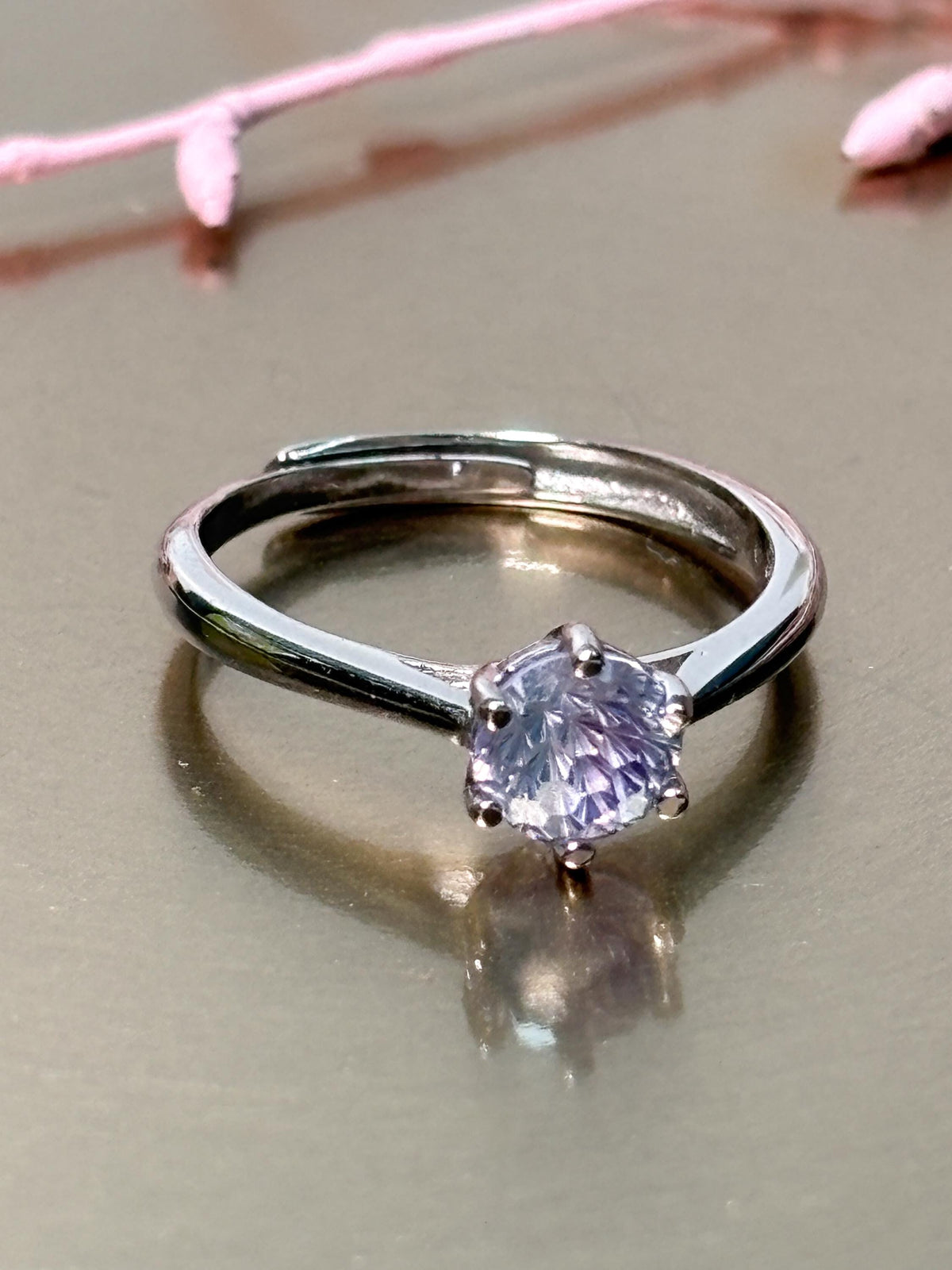 Moissanit Ring 925 Silber Solitär Brillantschliff verstellbar