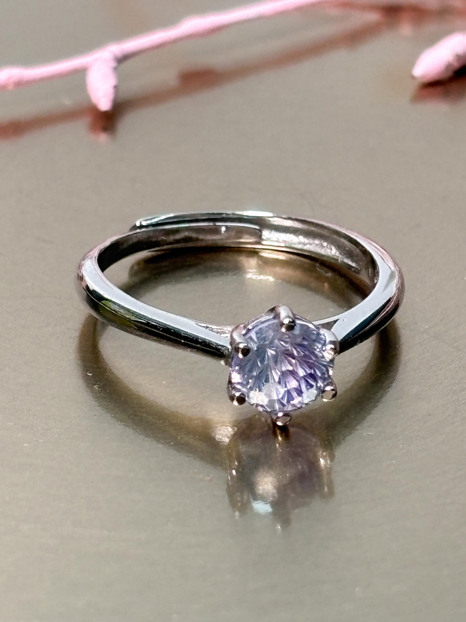 Moissanit Ring 925 Silber Solitär Brillantschliff verstellbar