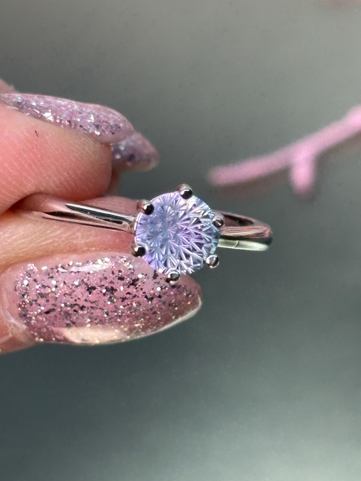 Moissanit Ring 925 Silber Solitär Brillantschliff verstellbar