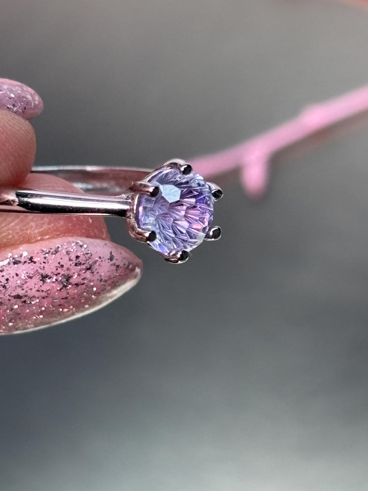 Moissanit Ring 925 Silber Solitär Brillantschliff verstellbar