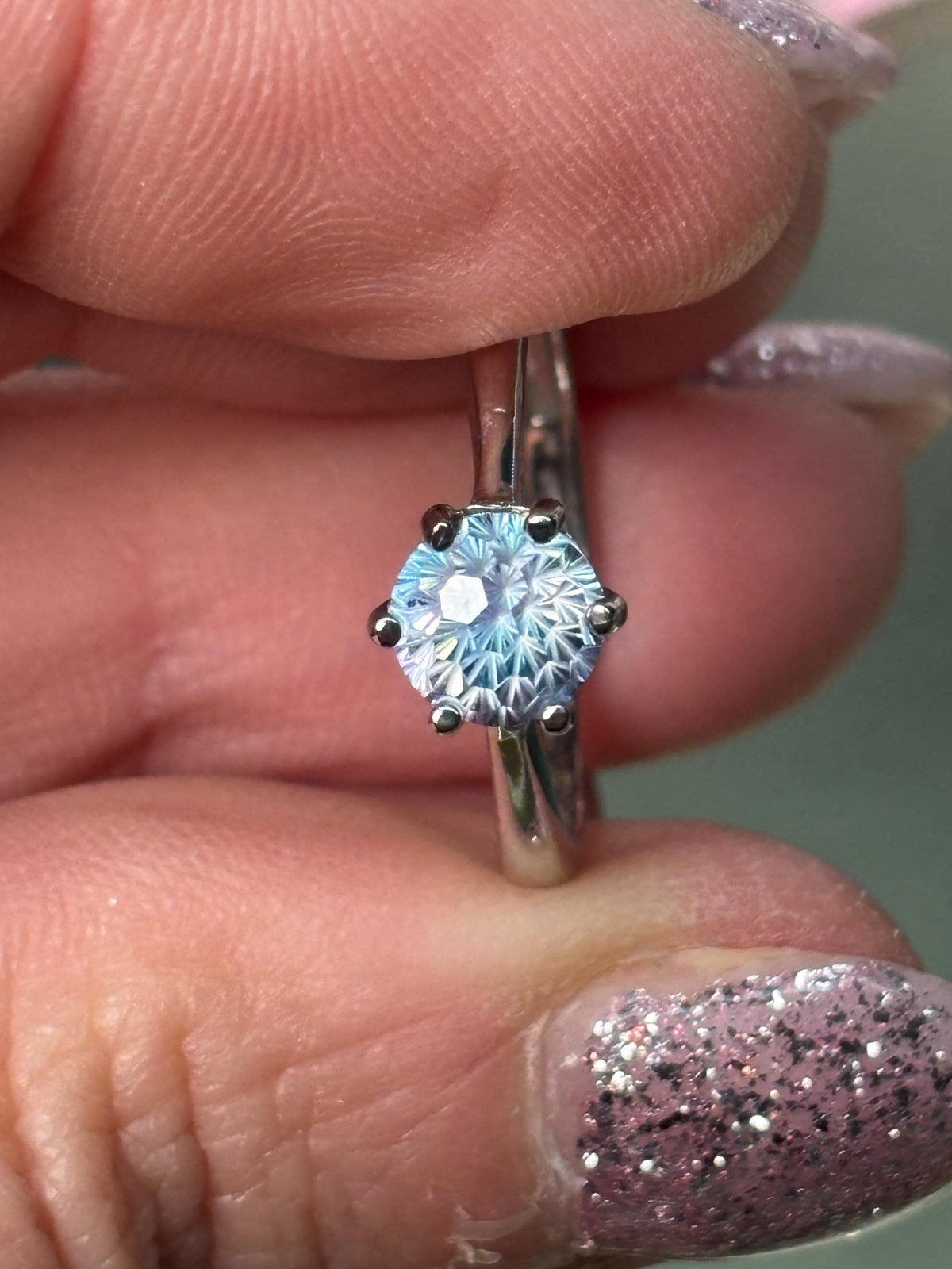 Moissanit Ring 925 Silber Solitär Brillantschliff verstellbar