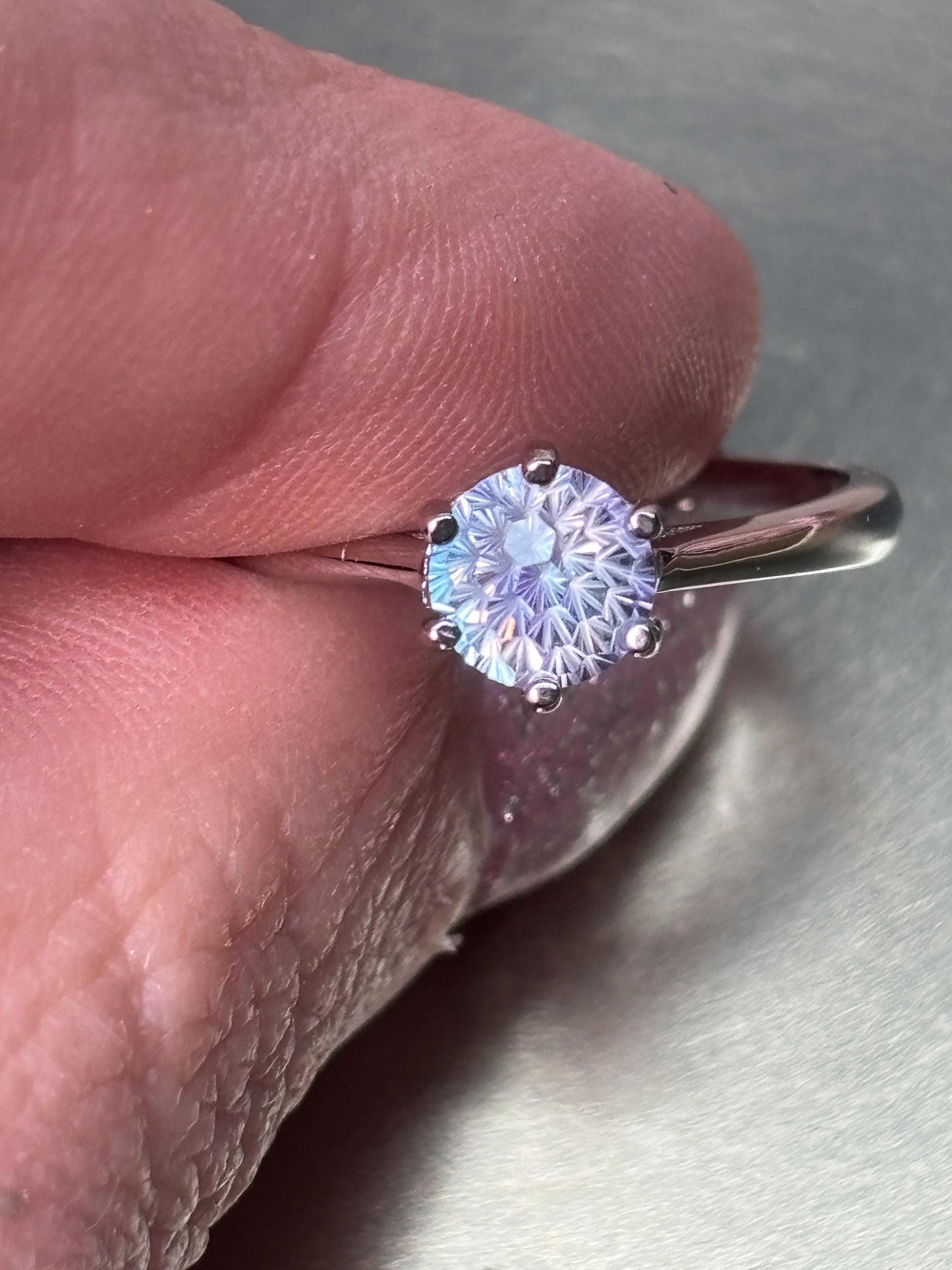 Moissanit Ring 925 Silber Solitär Brillantschliff verstellbar