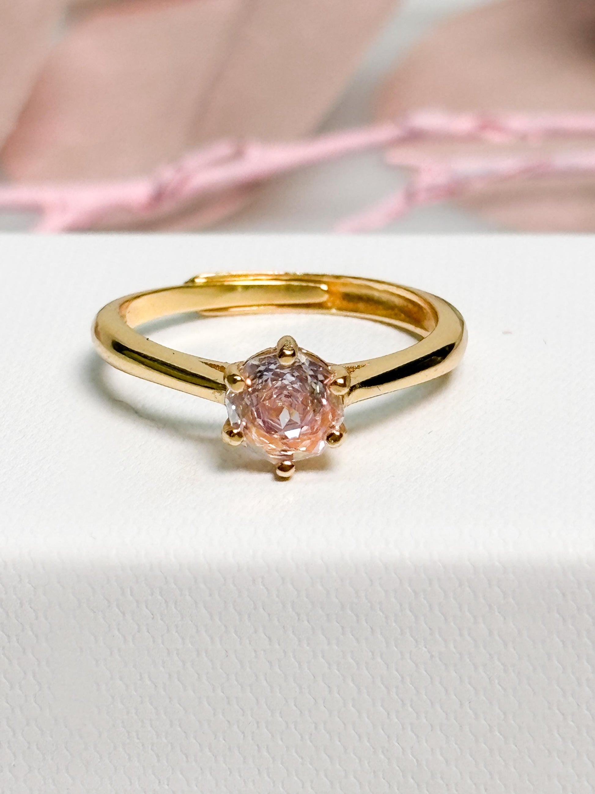 Moissanite Ring Solitär Gold rund 6 Krappen