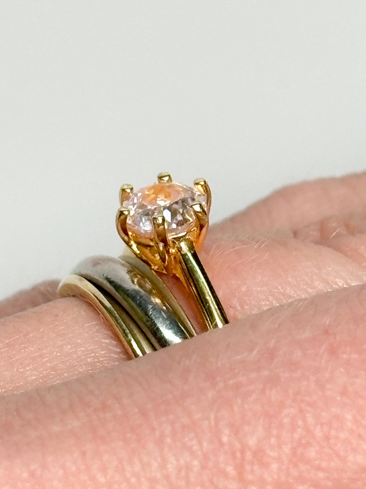 Moissanite Ring Solitär Gold rund 6 Krappen