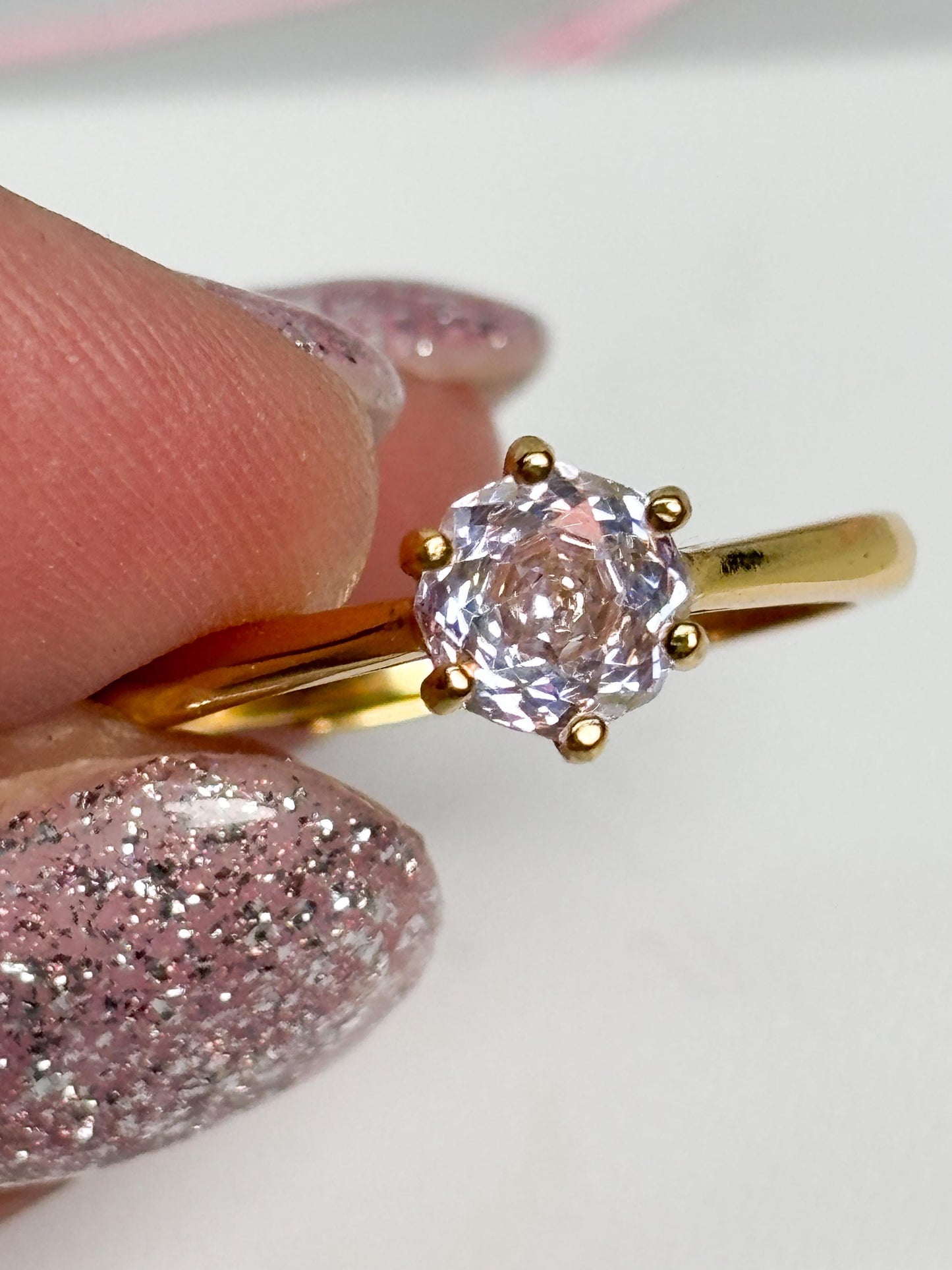 Moissanite Ring Solitär Gold rund 6 Krappen