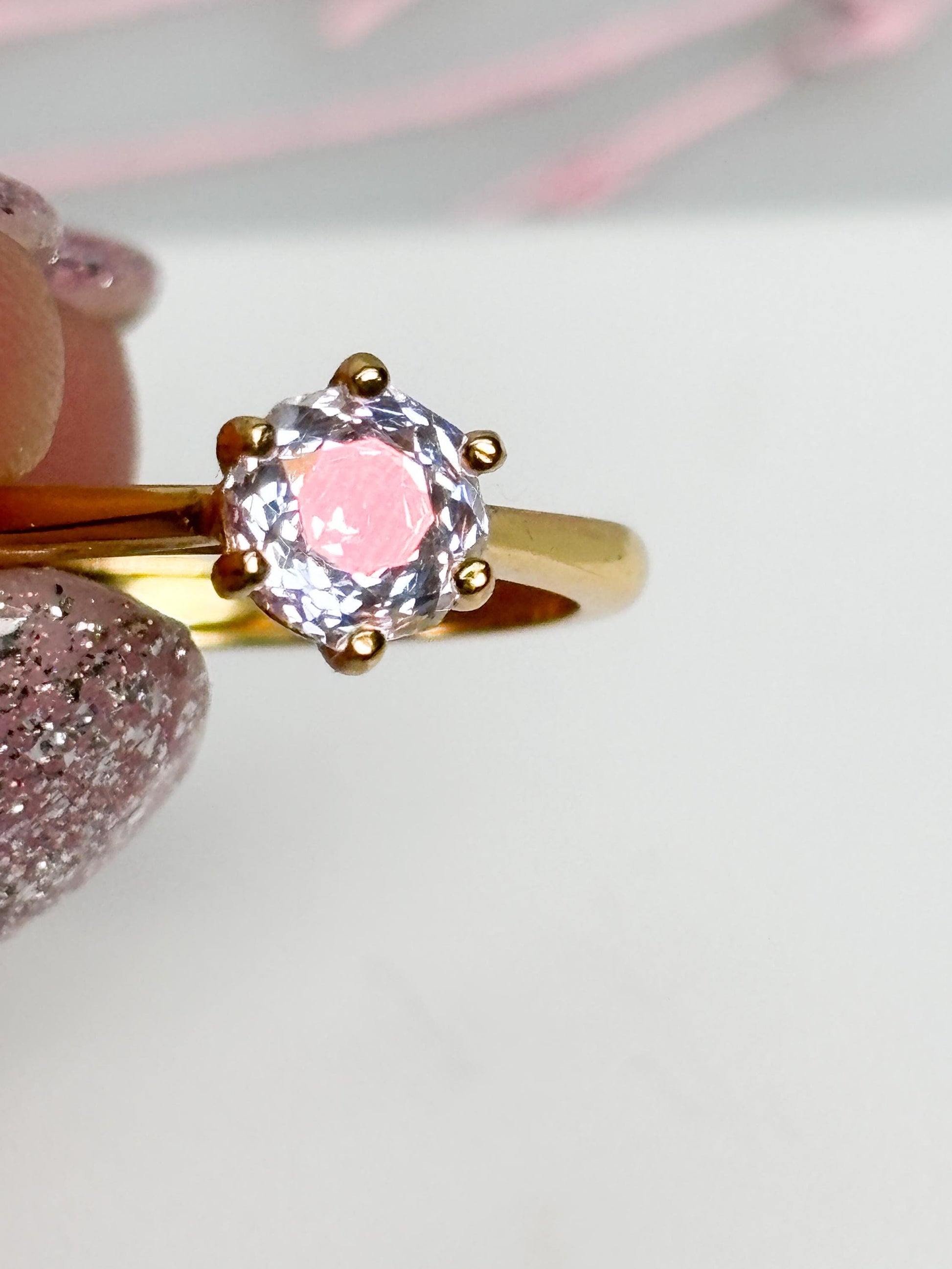 Moissanite Ring Solitär Gold rund 6 Krappen