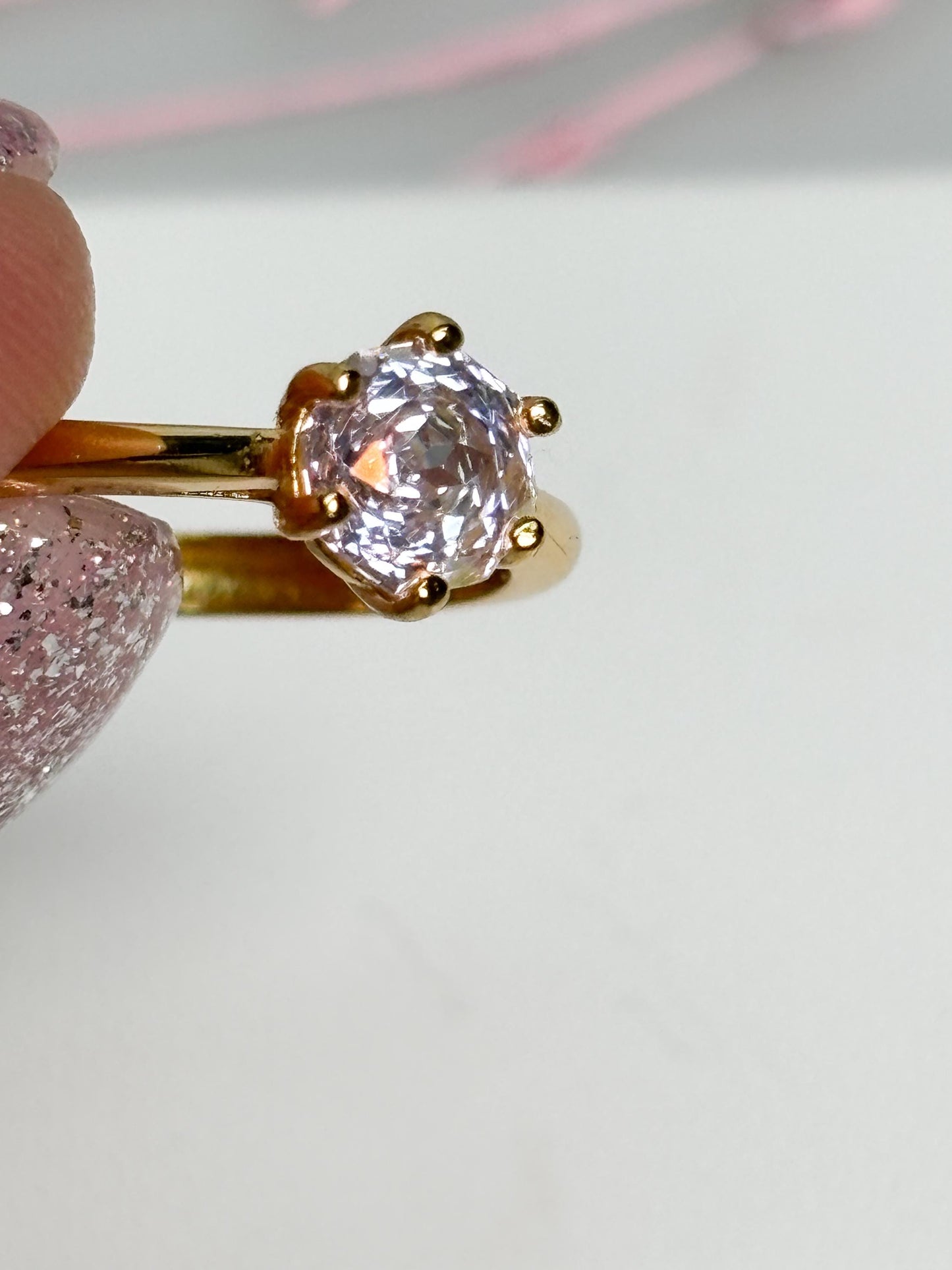 Moissanite Ring Solitär Gold rund 6 Krappen