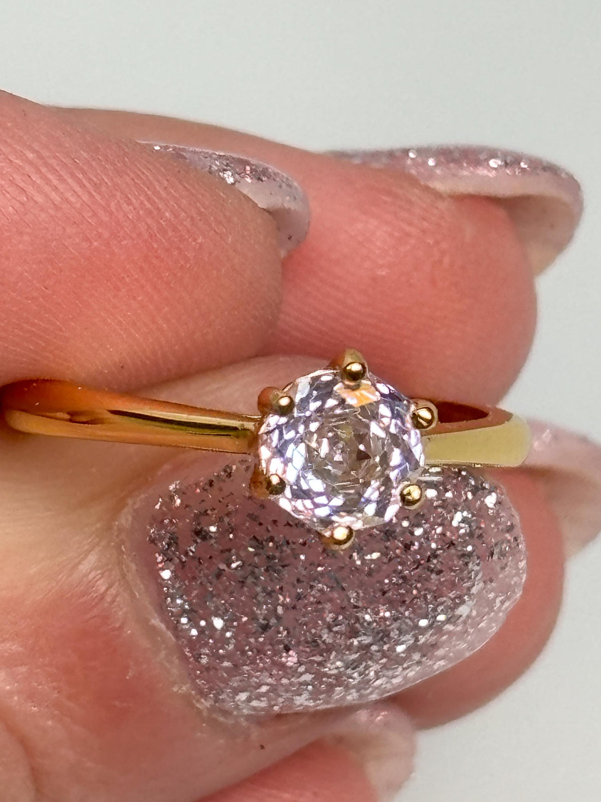 Moissanite Ring Solitär Gold rund 6 Krappen