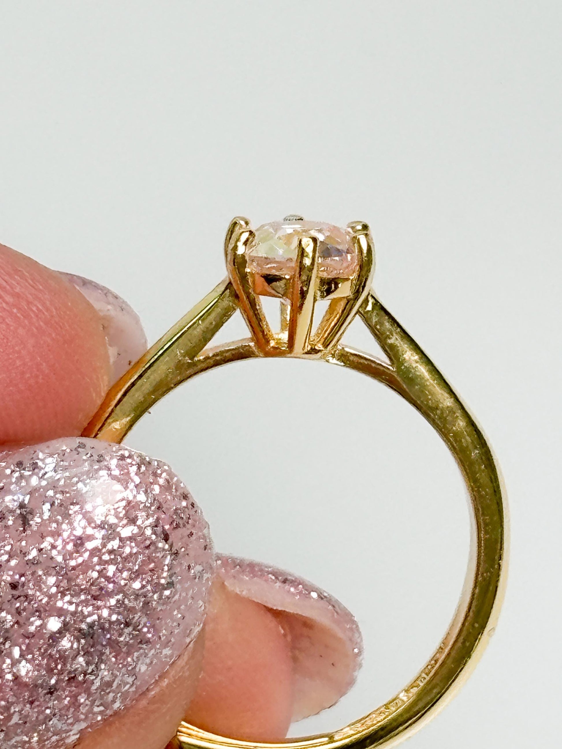 Moissanite Ring Solitär Gold rund 6 Krappen