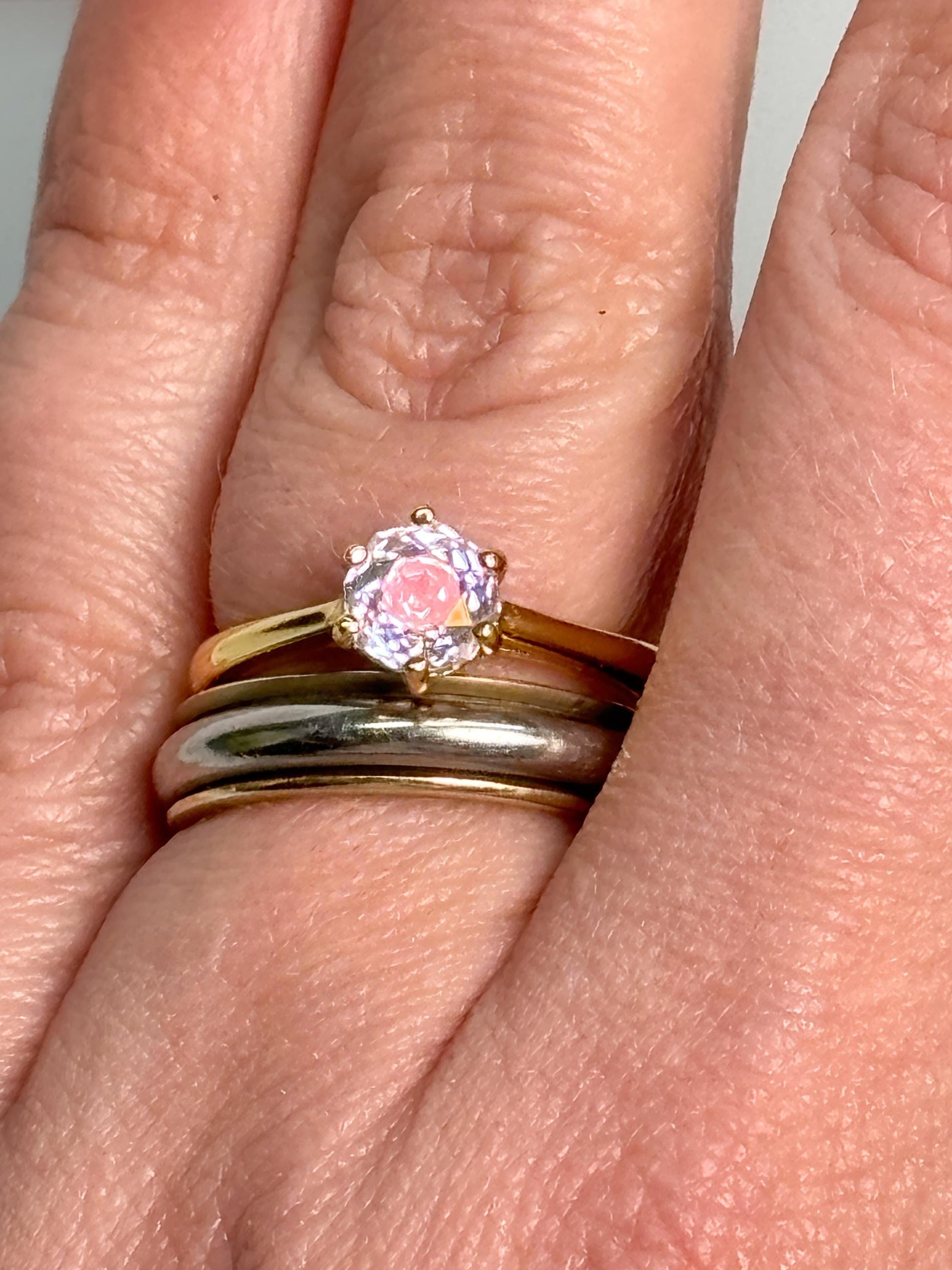 Moissanite Ring Solitär Gold rund 6 Krappen