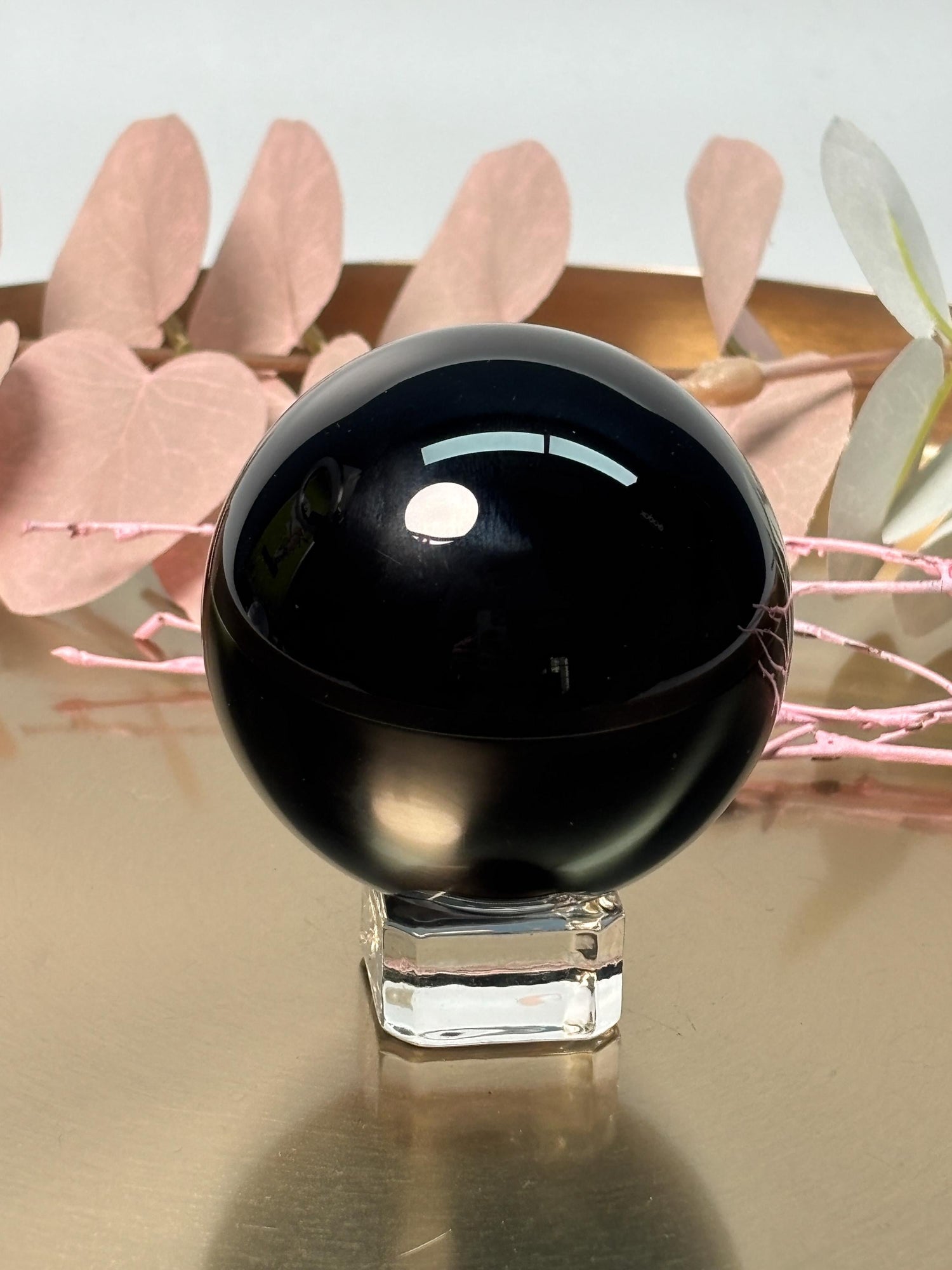 Schwarze Obsidian Kugel 6 cm Naturstein Kristallkugel poliert