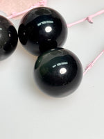 Regenbogen Obsidian Kugel 1,9 cm Naturstein Kristallkugel schwarz schimmernd