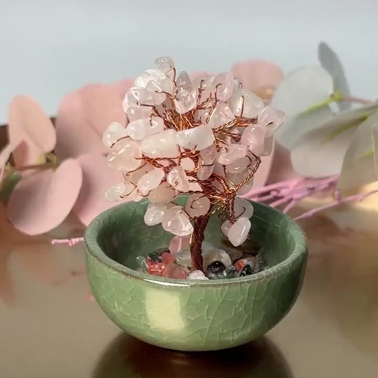 Rosenquarz Kristallbaum Money Tree Deko rosa