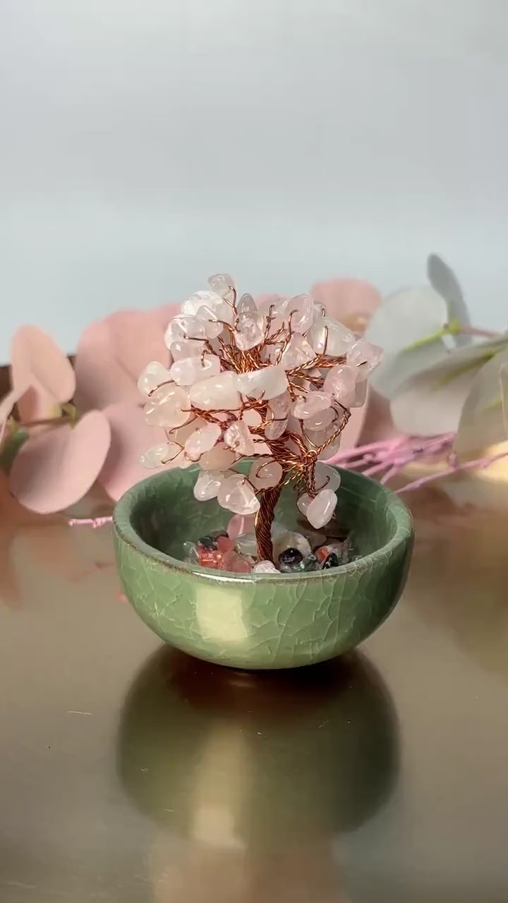 Rosenquarz Kristallbaum Money Tree Deko rosa
