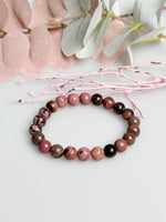 Rhodonit Armband 8mm elastisch aus Naturstein rosa