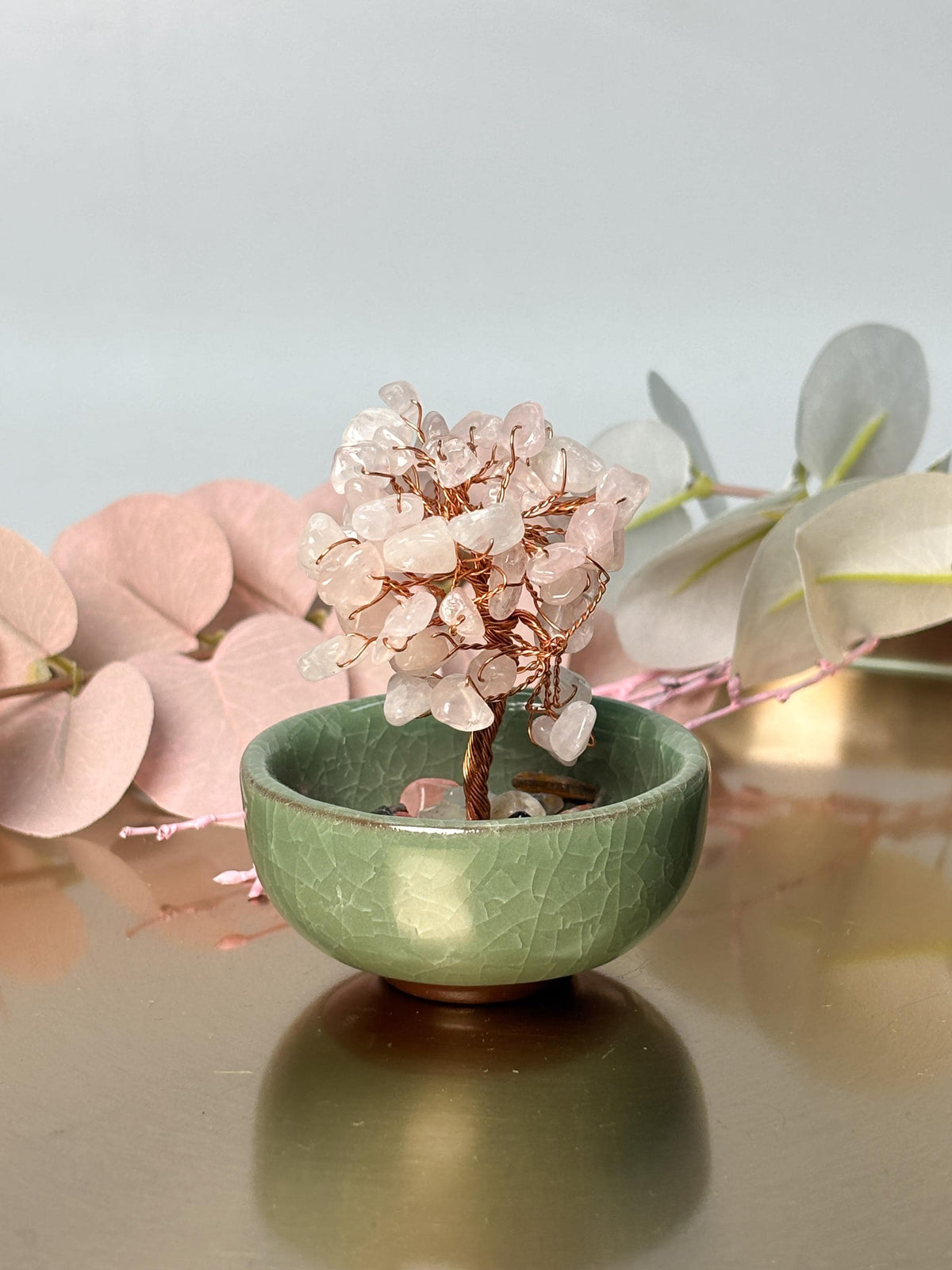 Rosenquarz Kristallbaum Money Tree Deko rosa