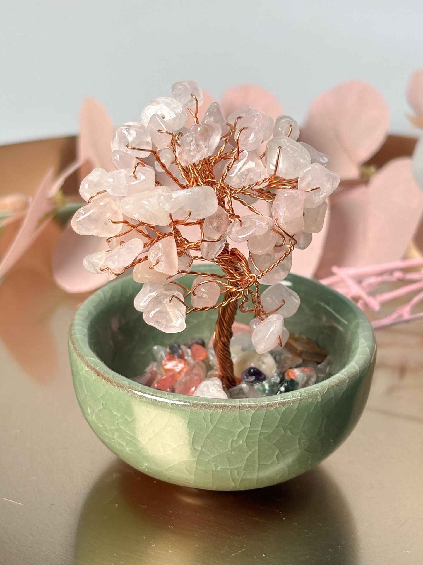 Rosenquarz Kristallbaum Money Tree Deko rosa