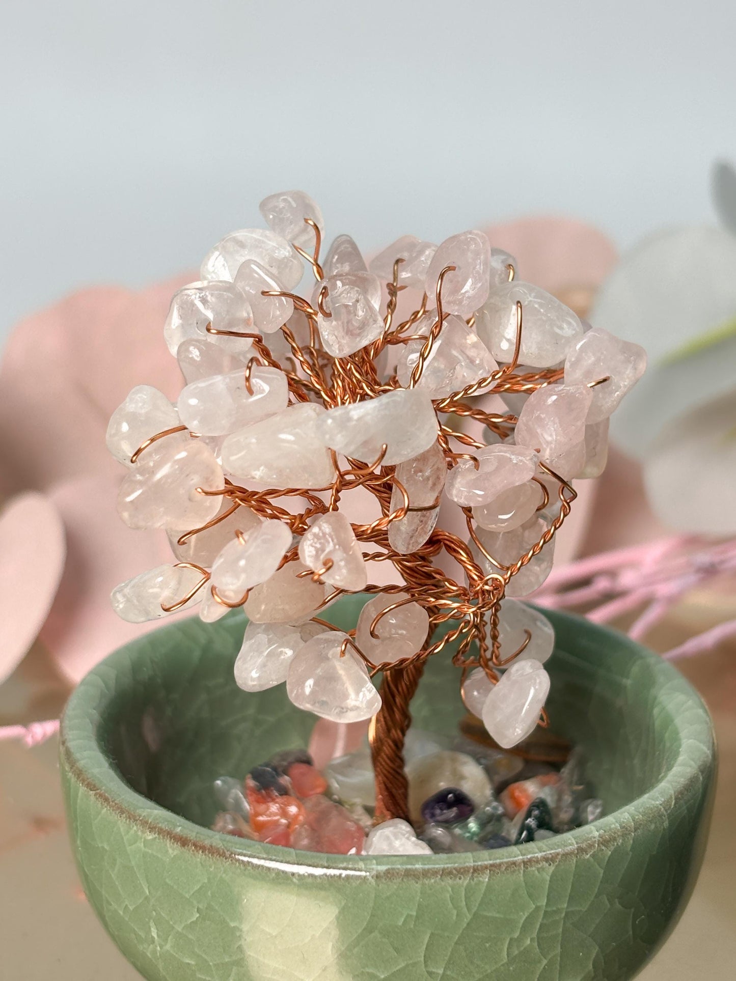 Rosenquarz Kristallbaum Money Tree Deko rosa
