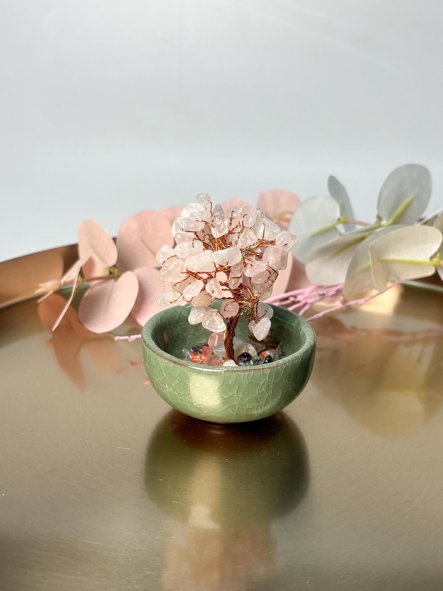 Rosenquarz Kristallbaum Money Tree Deko rosa
