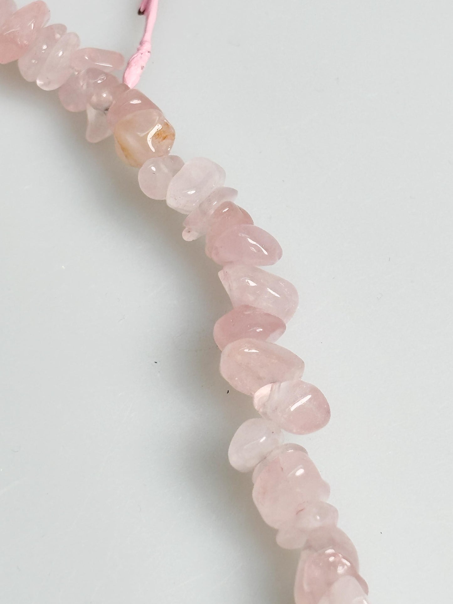Rosenquarz Splitterkette rosa Naturstein 40 cm mit Verlängerung