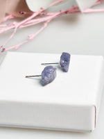Tansanit Ohrstecker Rohstein 925 Silber Naturstein Ohrringe blau