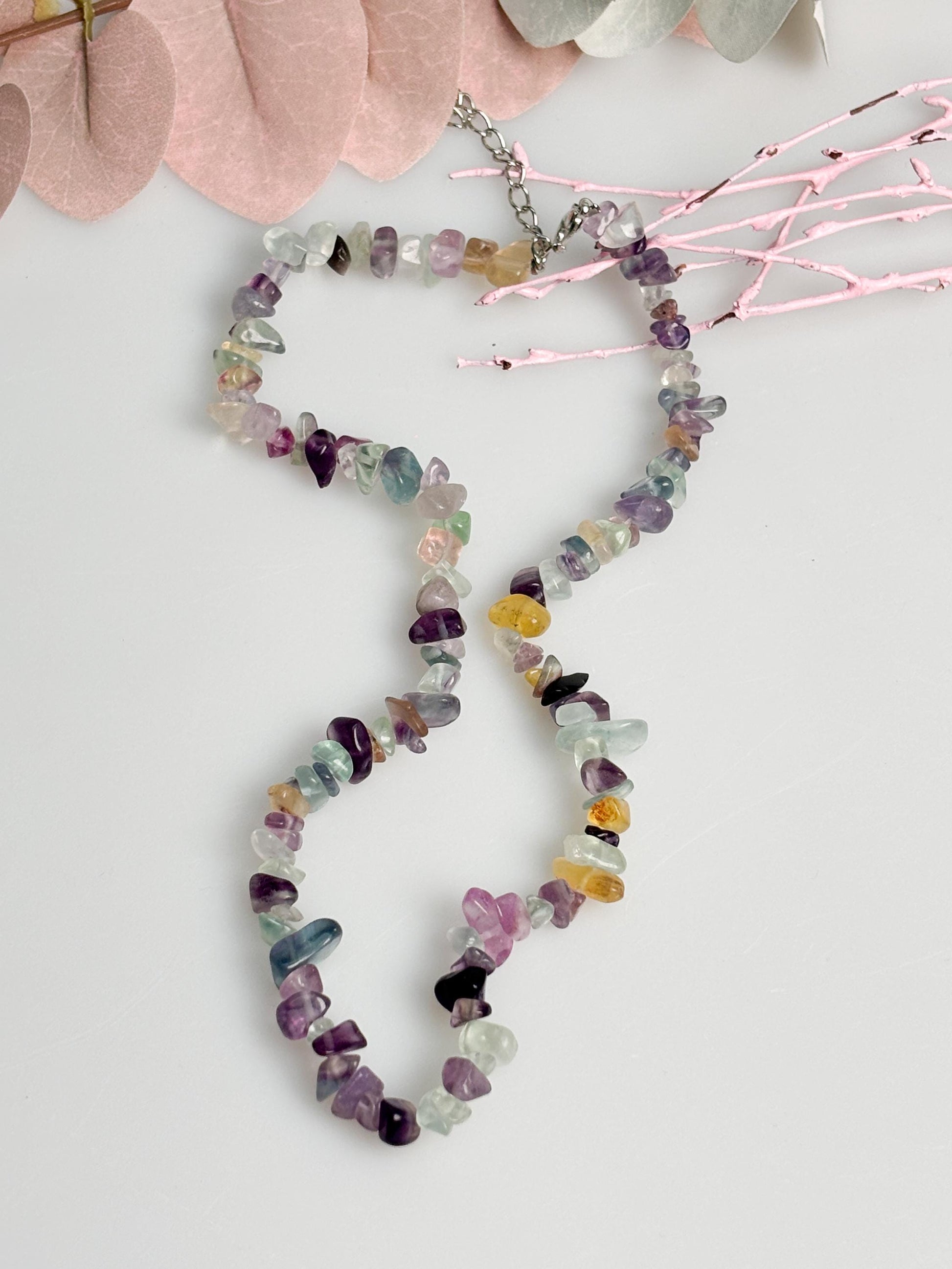 Turmalin Splitterkette bunt Naturstein 40 cm mit Verlängerung