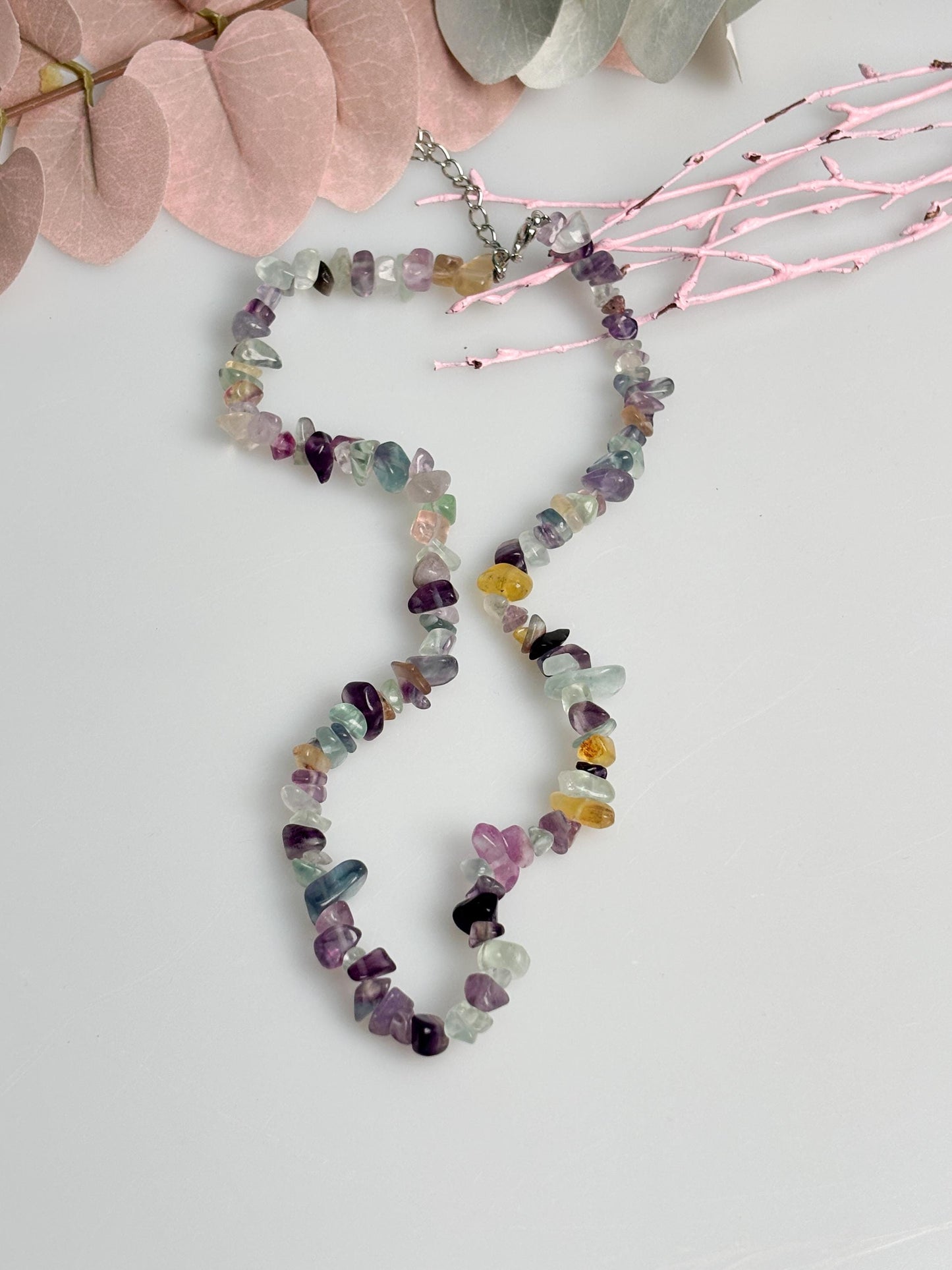 Turmalin Splitterkette bunt Naturstein 40 cm mit Verlängerung